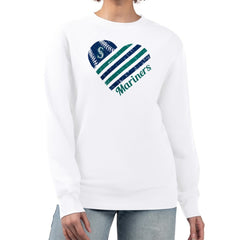 MLB Seattle Mariners G-III 4Her by Carl Banks Women's Heart Logo Fleece Pullover Sweatshirt