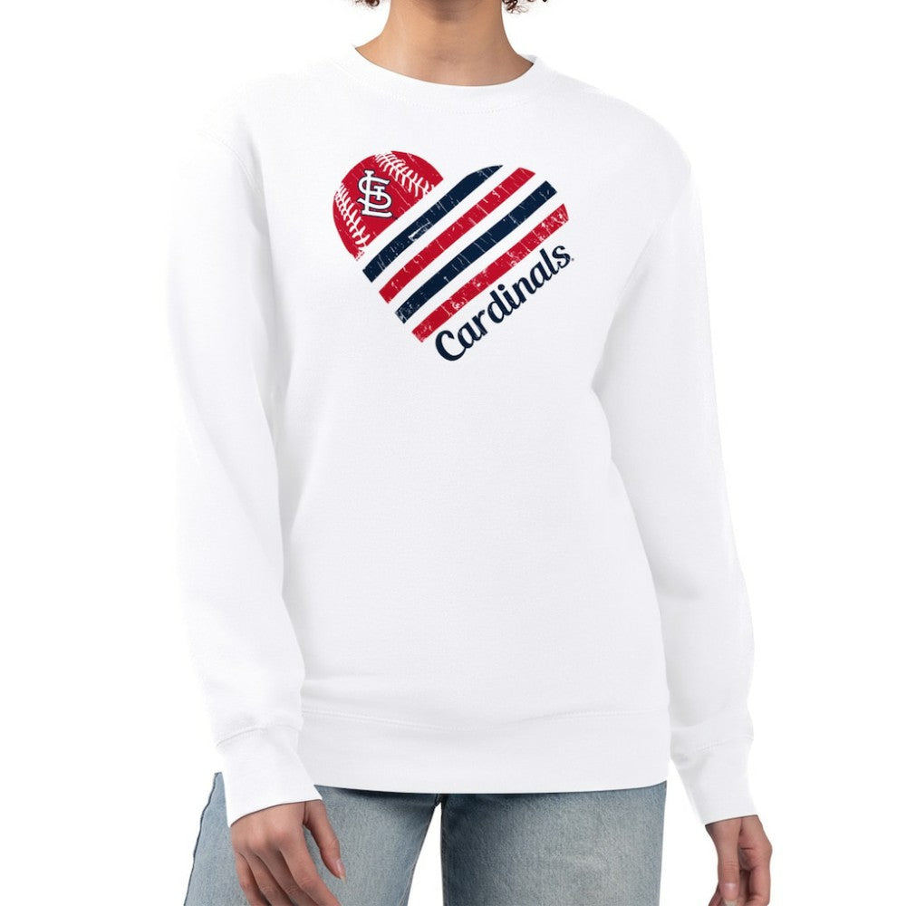 MLB St. Louis Cardinals G-III 4Her by Carl Banks Women's Heart Logo Fleece Pullover Sweatshirt