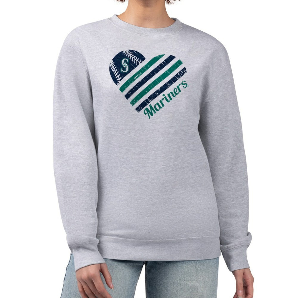 MLB Seattle Mariners G-III 4Her by Carl Banks Women's Heart Logo Fleece Pullover Sweatshirt