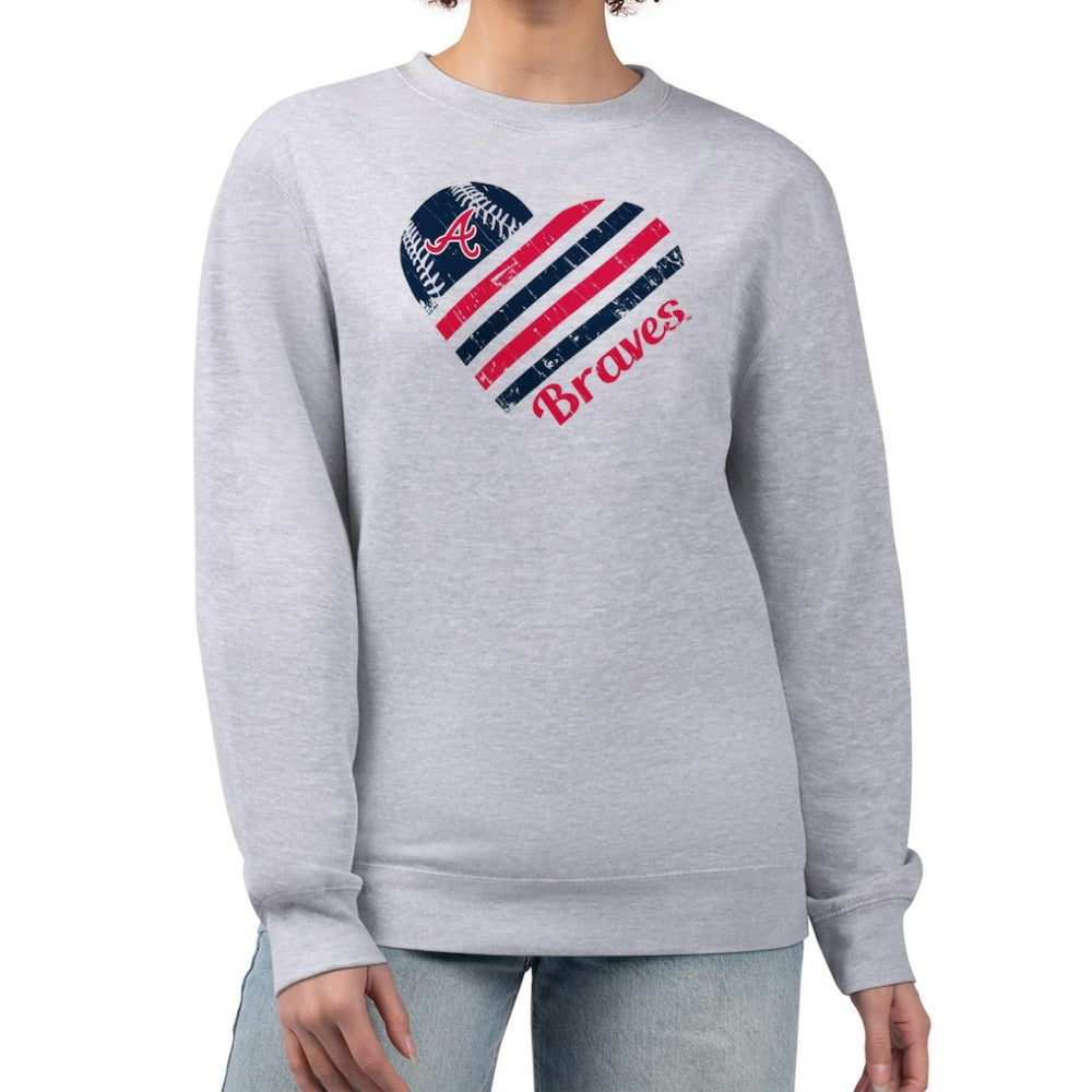 MLB Atlanta Braves G-III 4Her by Carl Banks Women's Heart Logo Fleece Pullover Sweatshirt