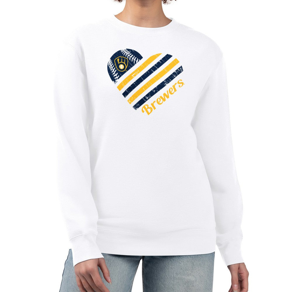 MLB Milwaukee Brewers G-III 4Her by Carl Banks Women's Heart Logo Fleece Pullover Sweatshirt