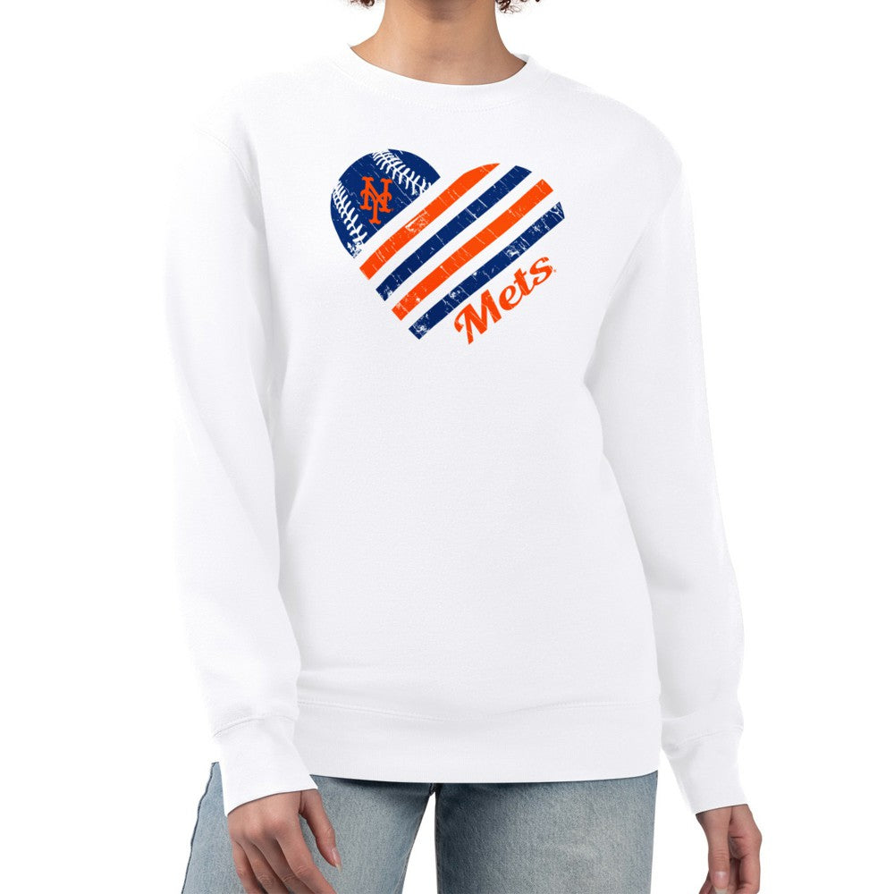 MLB New York Mets G-III 4Her by Carl Banks Women's Heart Logo Fleece Pullover Sweatshirt