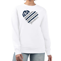 MLB New York Yankees G-III 4Her by Carl Banks Women's Heart Logo Fleece Pullover Sweatshirt