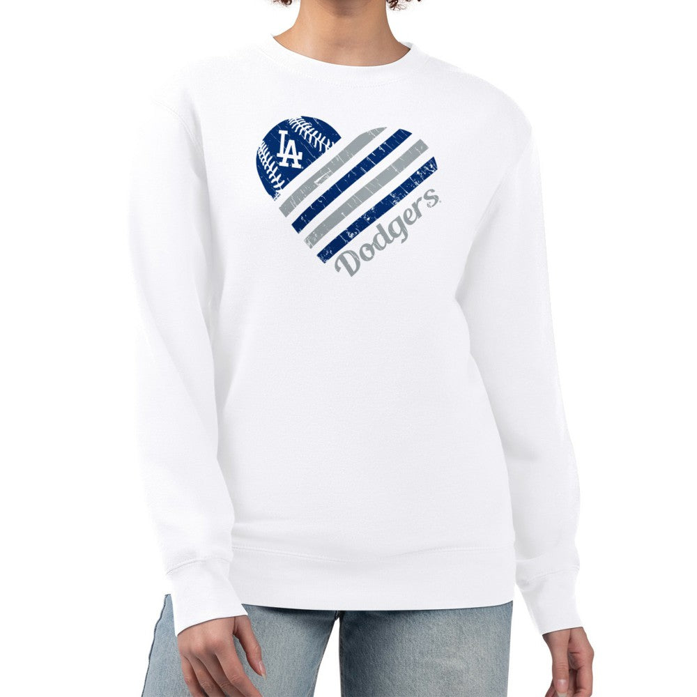 MLB Los Angeles Dodgers G-III 4Her by Carl Banks Women's Heart Logo Fleece Pullover Sweatshirt