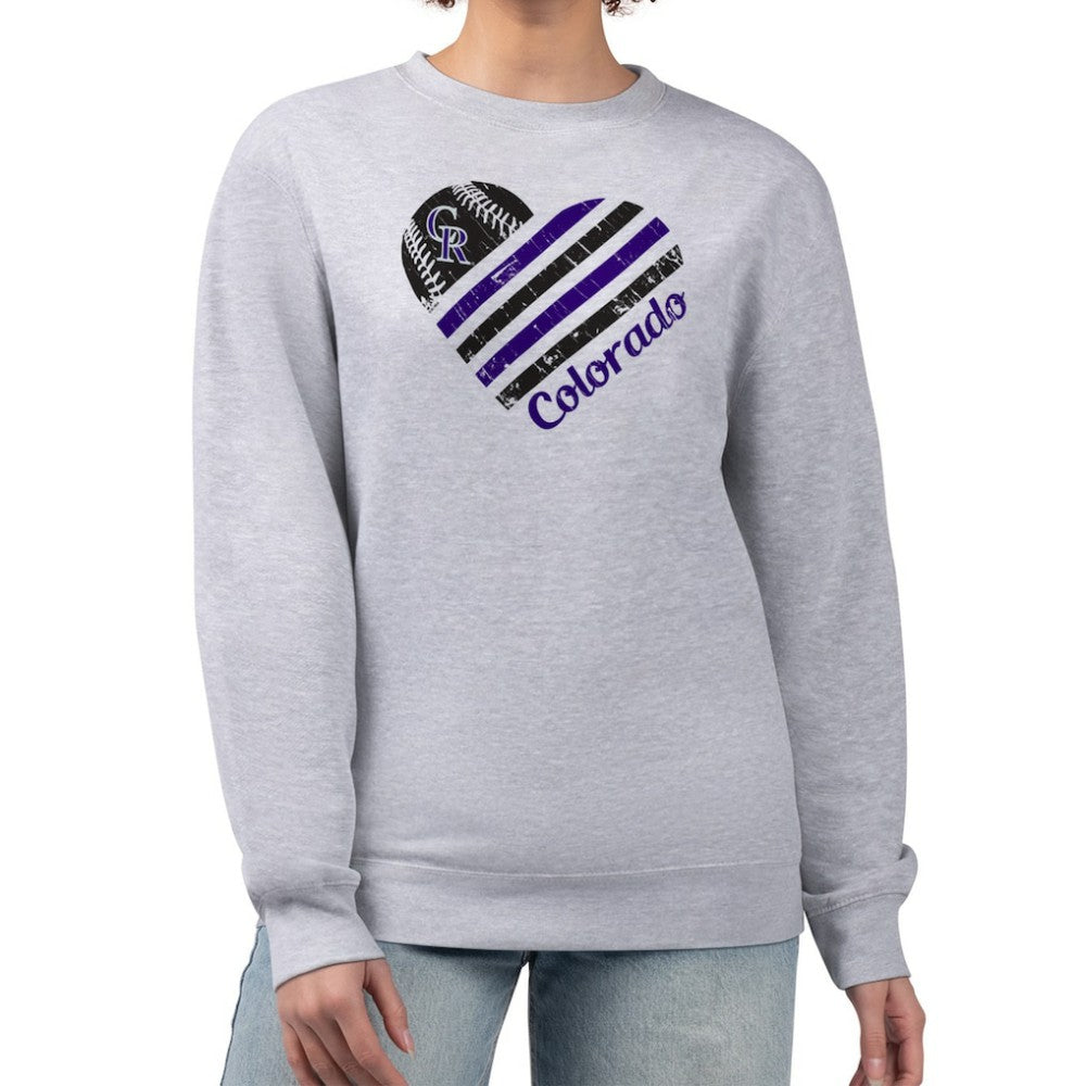 MLB Colorado Rockies G-III 4Her by Carl Banks Women's Heart Logo Fleece Pullover Sweatshirt