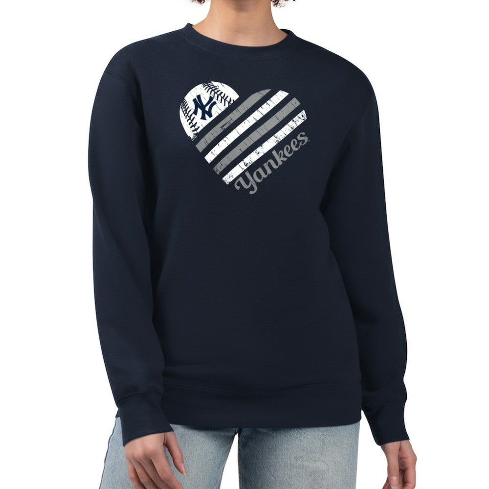 MLB New York Yankees G-III 4Her by Carl Banks Women's Heart Logo Fleece Pullover Sweatshirt