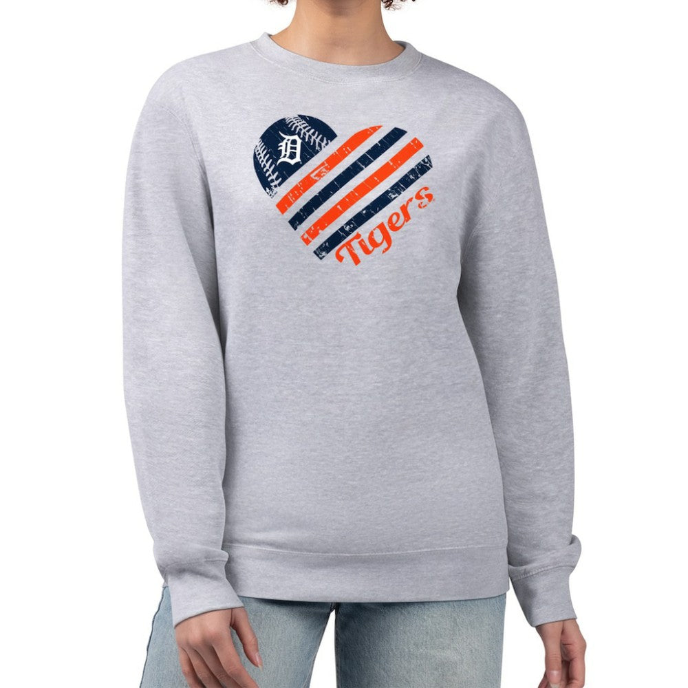 MLB Detroit Tigers G-III 4Her by Carl Banks Women's Heart Logo Fleece Pullover Sweatshirt