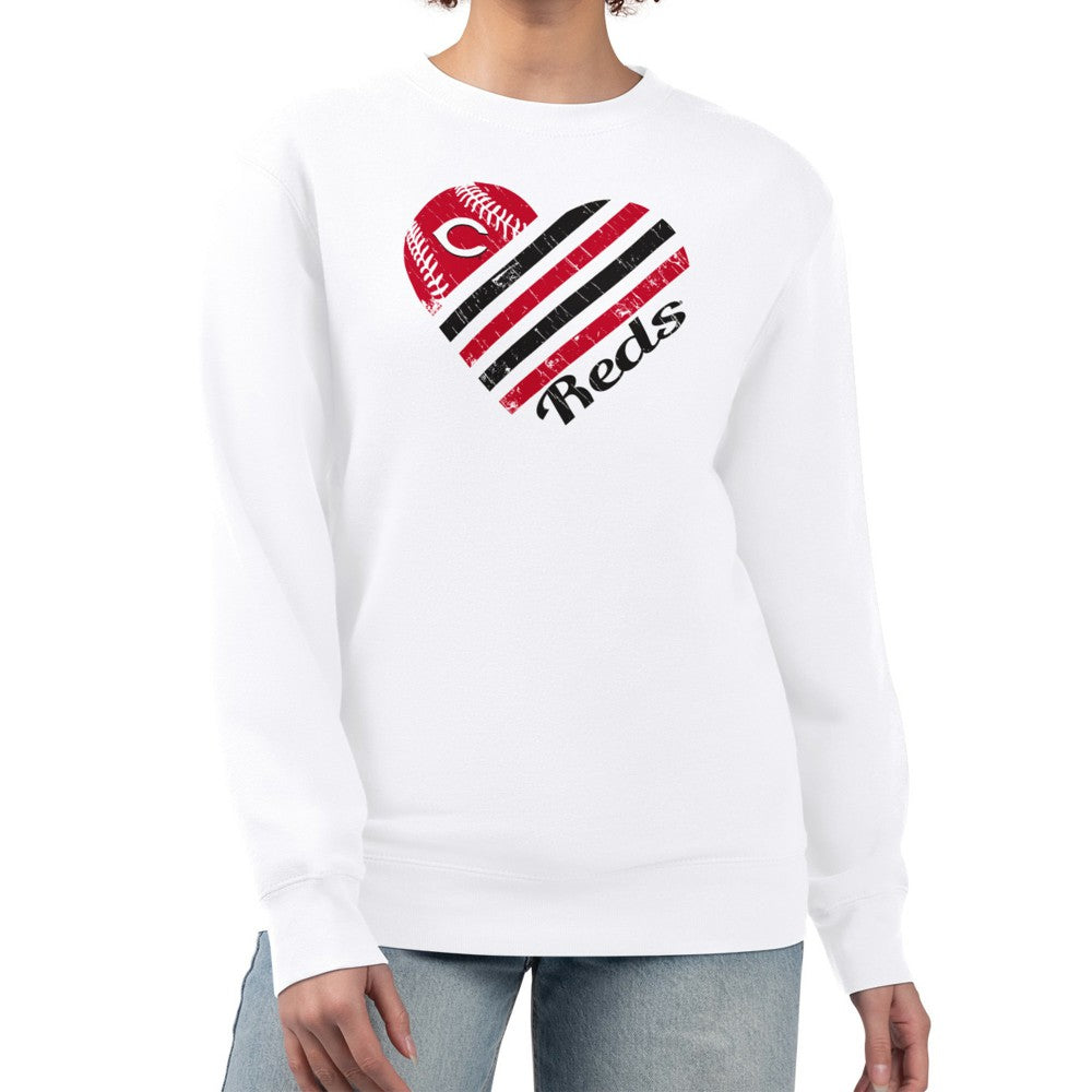 MLB Cincinnati Reds G-III 4Her by Carl Banks Women's Heart Logo Fleece Pullover Sweatshirt