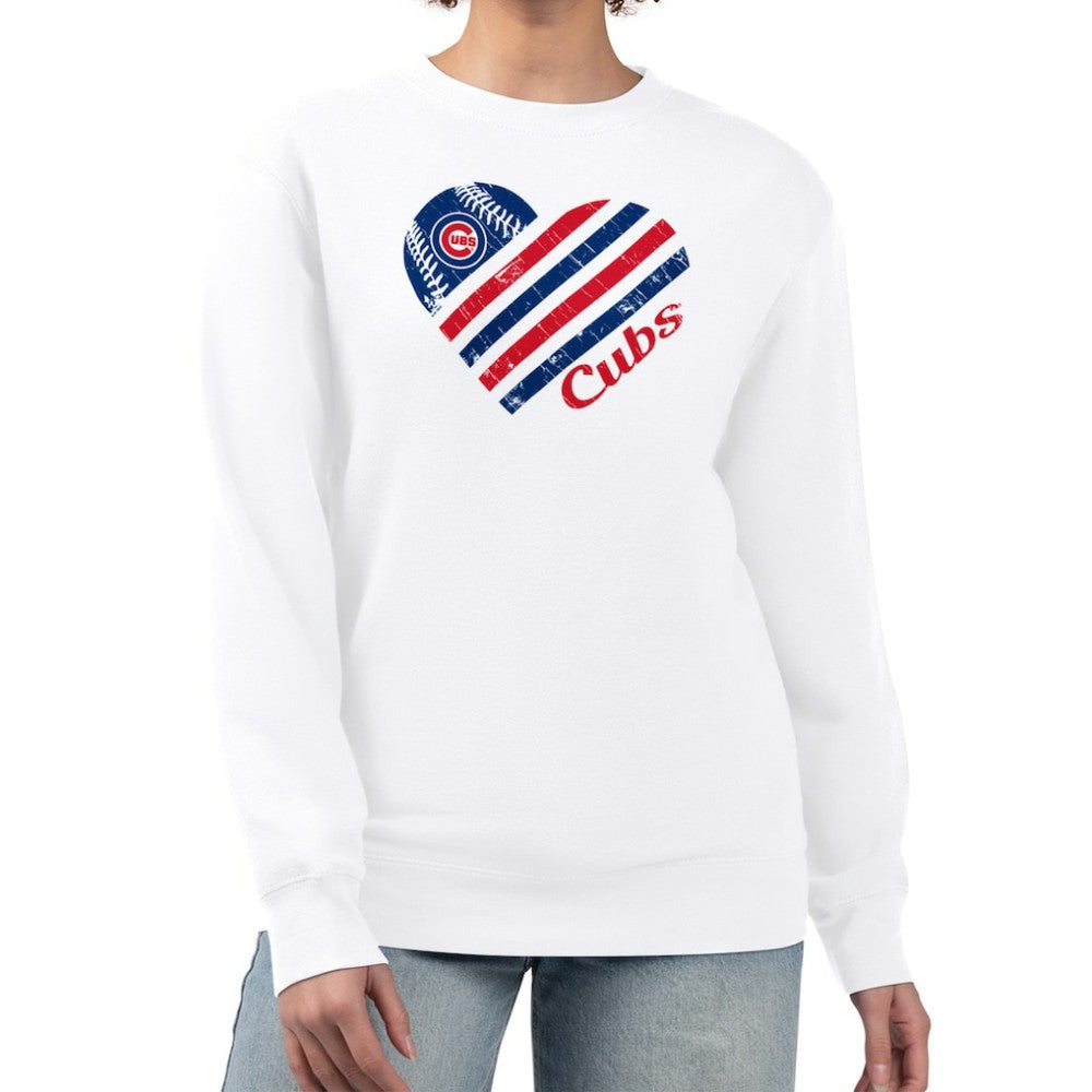 MLB Chicago Cubs G-III 4Her by Carl Banks Women's Heart Logo Fleece Pullover Sweatshirt