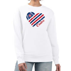 MLB Chicago Cubs G-III 4Her by Carl Banks Women's Heart Logo Fleece Pullover Sweatshirt