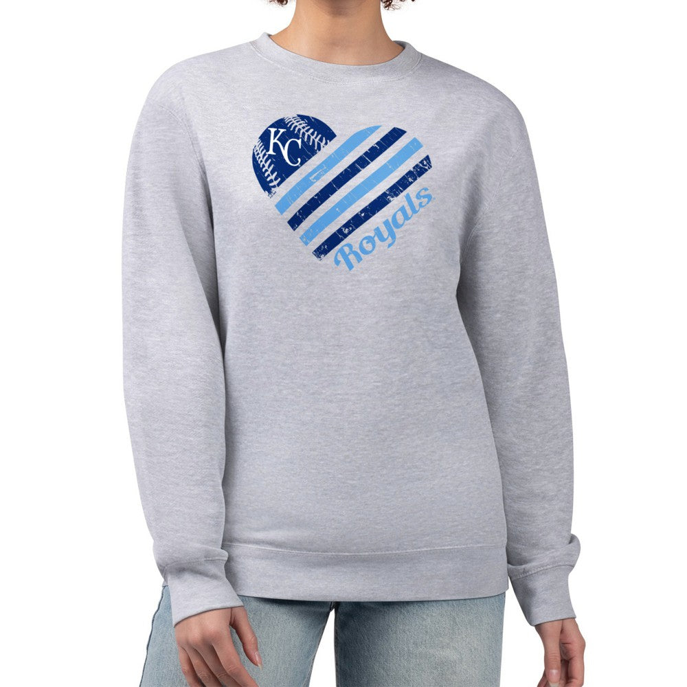 MLB Kansas City Royals G-III 4Her by Carl Banks Women's Heart Logo Fleece Pullover Sweatshirt