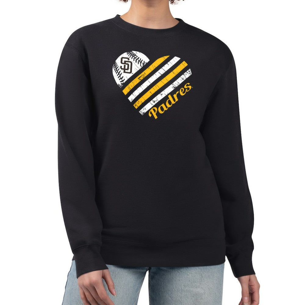 MLB San Diego Padres G-III 4Her by Carl Banks Women's Heart Logo Fleece Pullover Sweatshirt