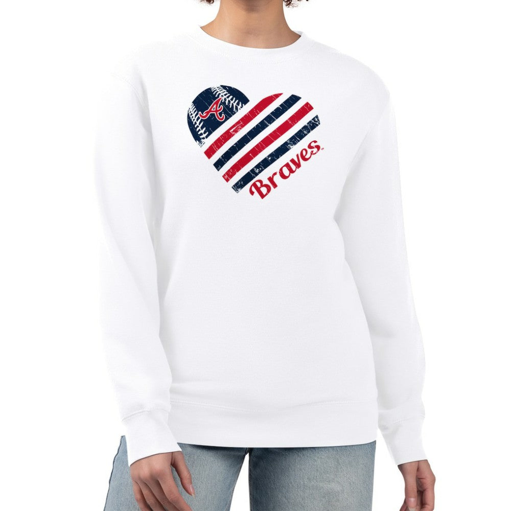 MLB Atlanta Braves G-III 4Her by Carl Banks Women's Heart Logo Fleece Pullover Sweatshirt