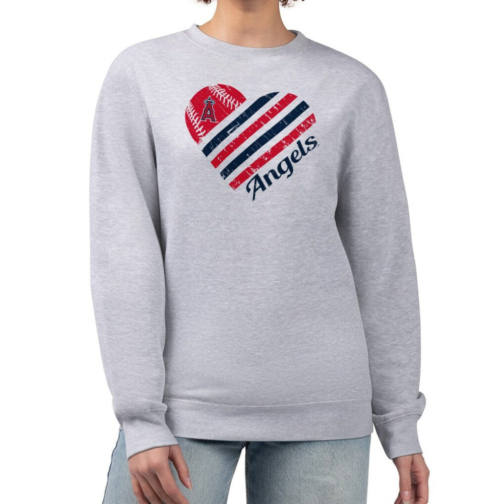 MLB Los Angeles Angels G-III 4Her by Carl Banks Women's Heart Logo Fleece Pullover Sweatshirt