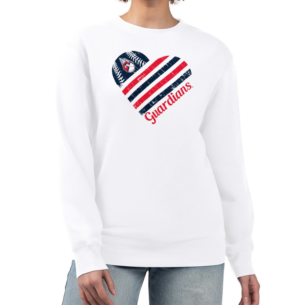 MLB Cleveland Guardians G-III 4Her by Carl Banks Women's Heart Logo Fleece Pullover Sweatshirt