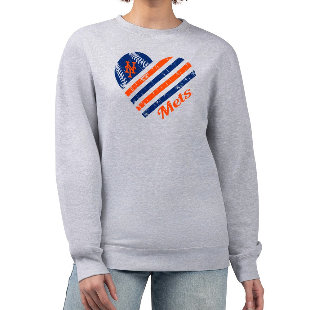 MLB New York Mets G-III 4Her by Carl Banks Women's Heart Logo Fleece Pullover Sweatshirt