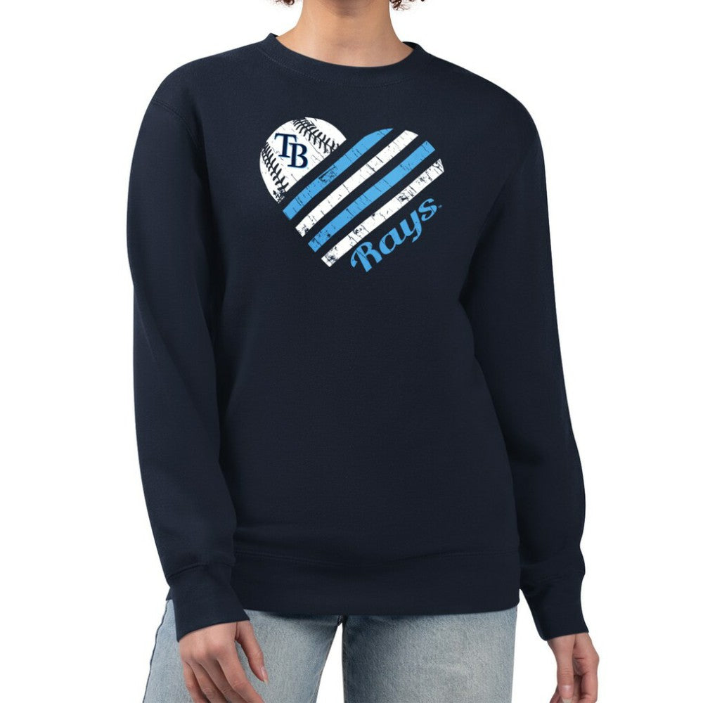 MLB Tampa Bay Rays G-III 4Her by Carl Banks Women's Heart Logo Fleece Pullover Sweatshirt