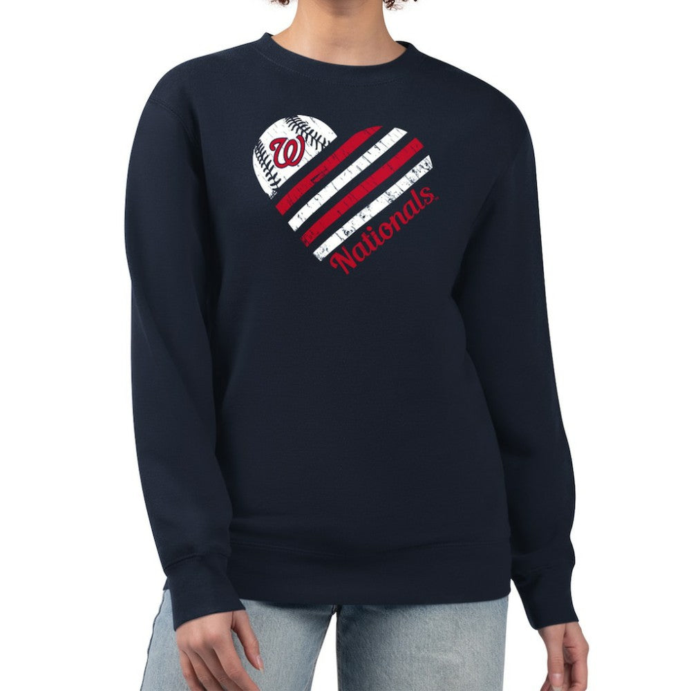MLB Washington Nationals G-III 4Her by Carl Banks Women's Heart Logo Fleece Pullover Sweatshirt