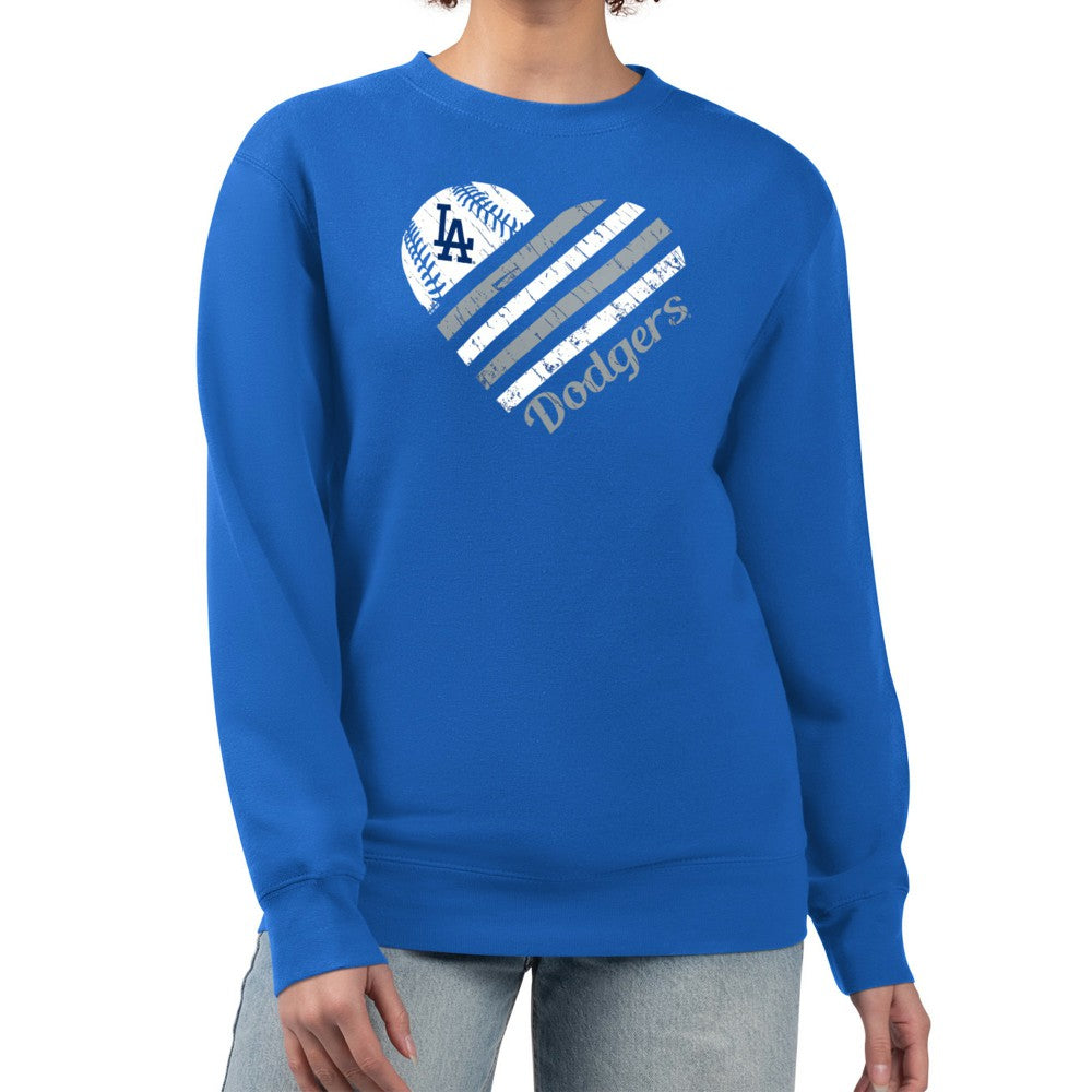 MLB Los Angeles Dodgers G-III 4Her by Carl Banks Women's Heart Logo Fleece Pullover Sweatshirt