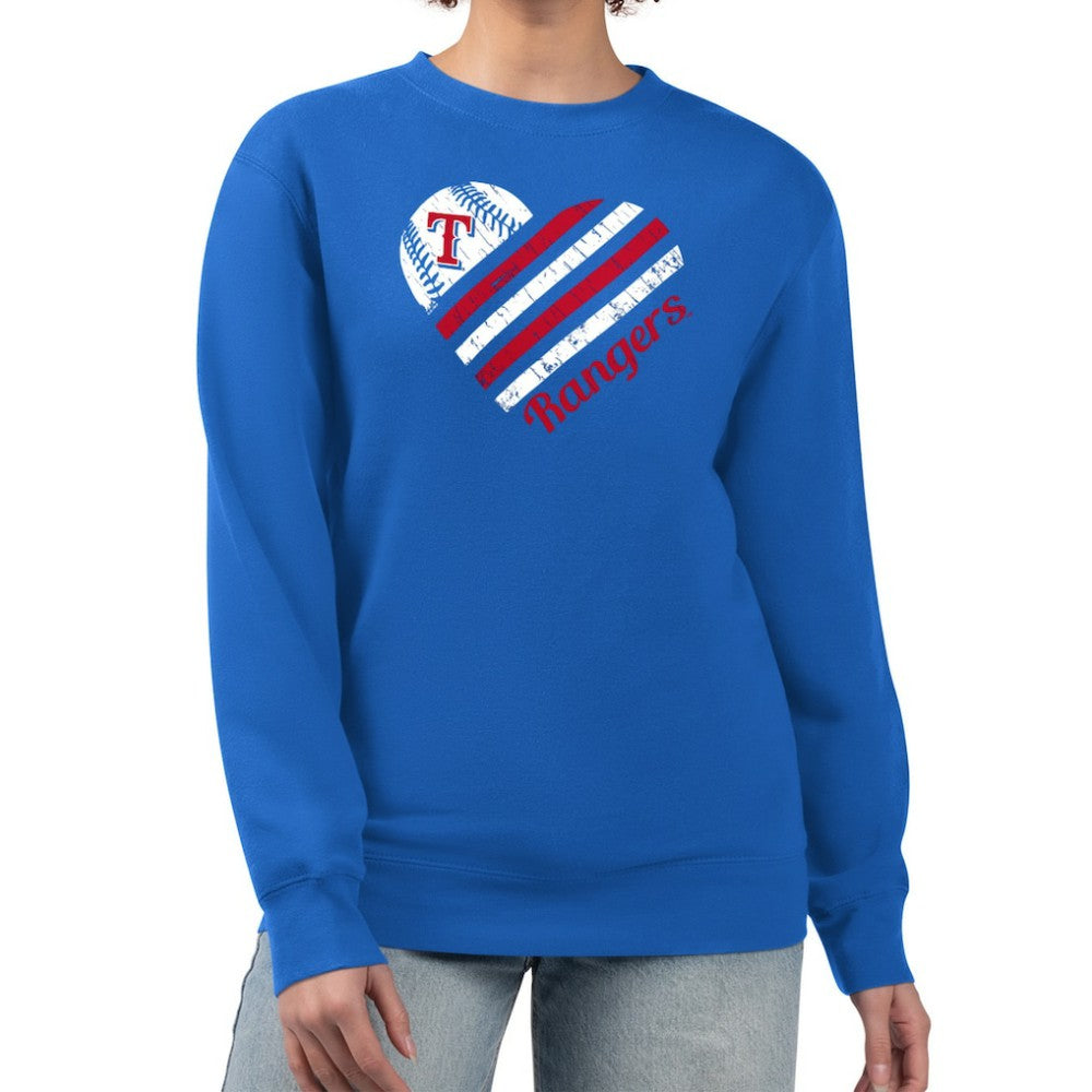 MLB Texas Rangers G-III 4Her by Carl Banks Women's Heart Logo Fleece Pullover Sweatshirt