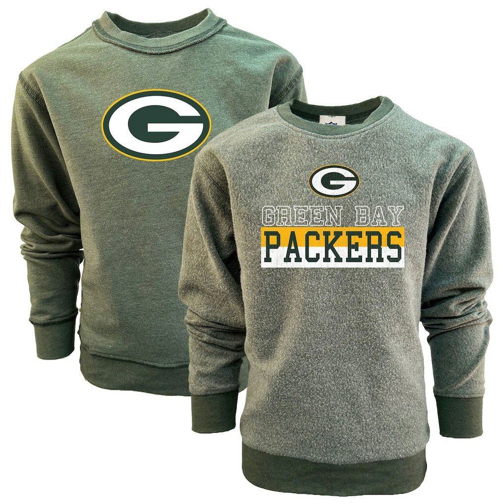 Wes & Willy Youth Reversible Fleece Pullover Sweatshirt - Green Bay Packers
