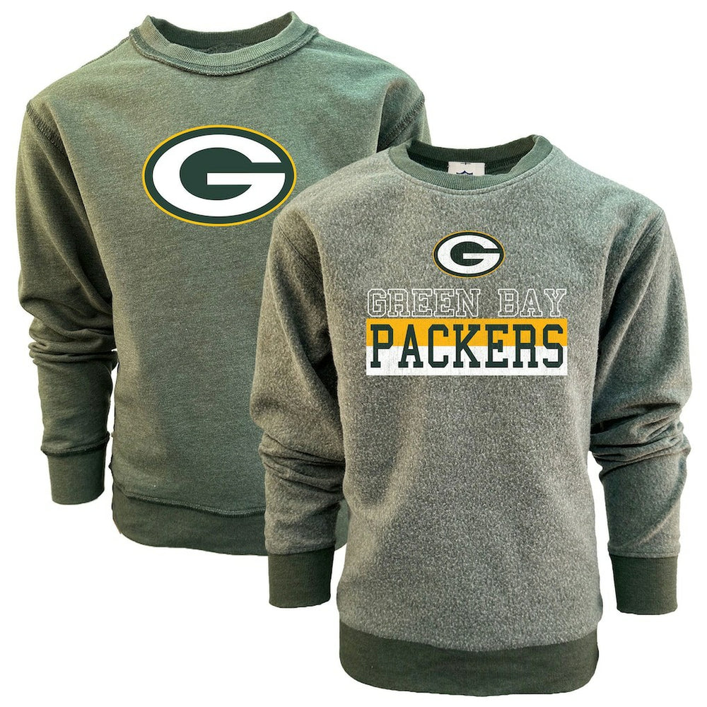 Wes & Willy Youth Reversible Fleece Pullover Sweatshirt - Green Bay Packers
