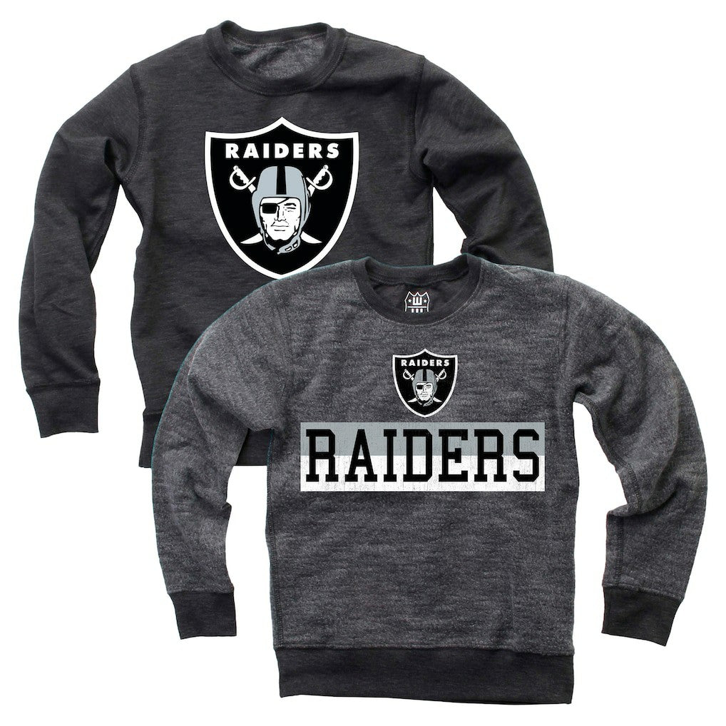 Wes & Willy Youth Reversible Fleece Pullover Sweatshirt - Las Vegas Raiders