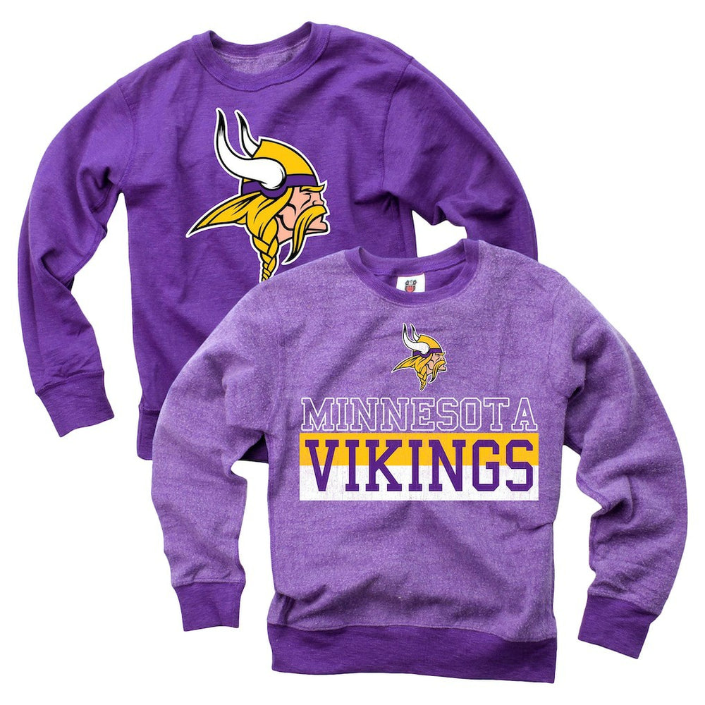 Wes & Willy Youth Reversible Fleece Pullover Sweatshirt - Minnesota Vikings