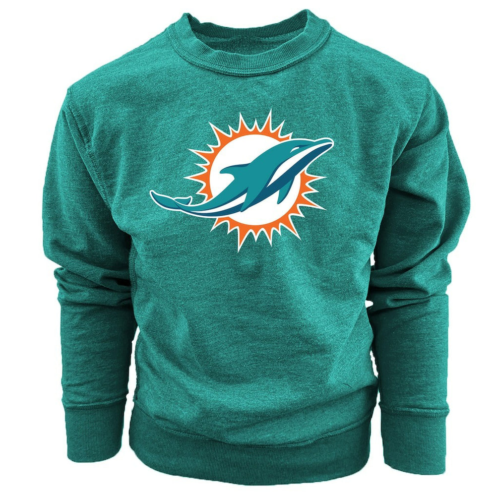 Wes & Willy Youth Reversible Fleece Pullover Sweatshirt - Miami Dolphins