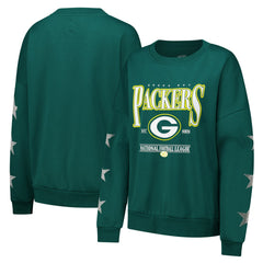 Gameday Couture Women's Rhinestone Star Sleeve Settle the Score Oversized Pullover Sweatshirt - Green Bay Packers