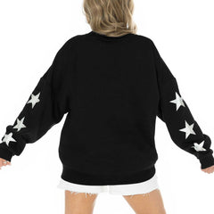 Gameday Couture Women's Rhinestone Star Sleeve Settle the Score Oversized Pullover Sweatshirt - Jacksonville Jaguars