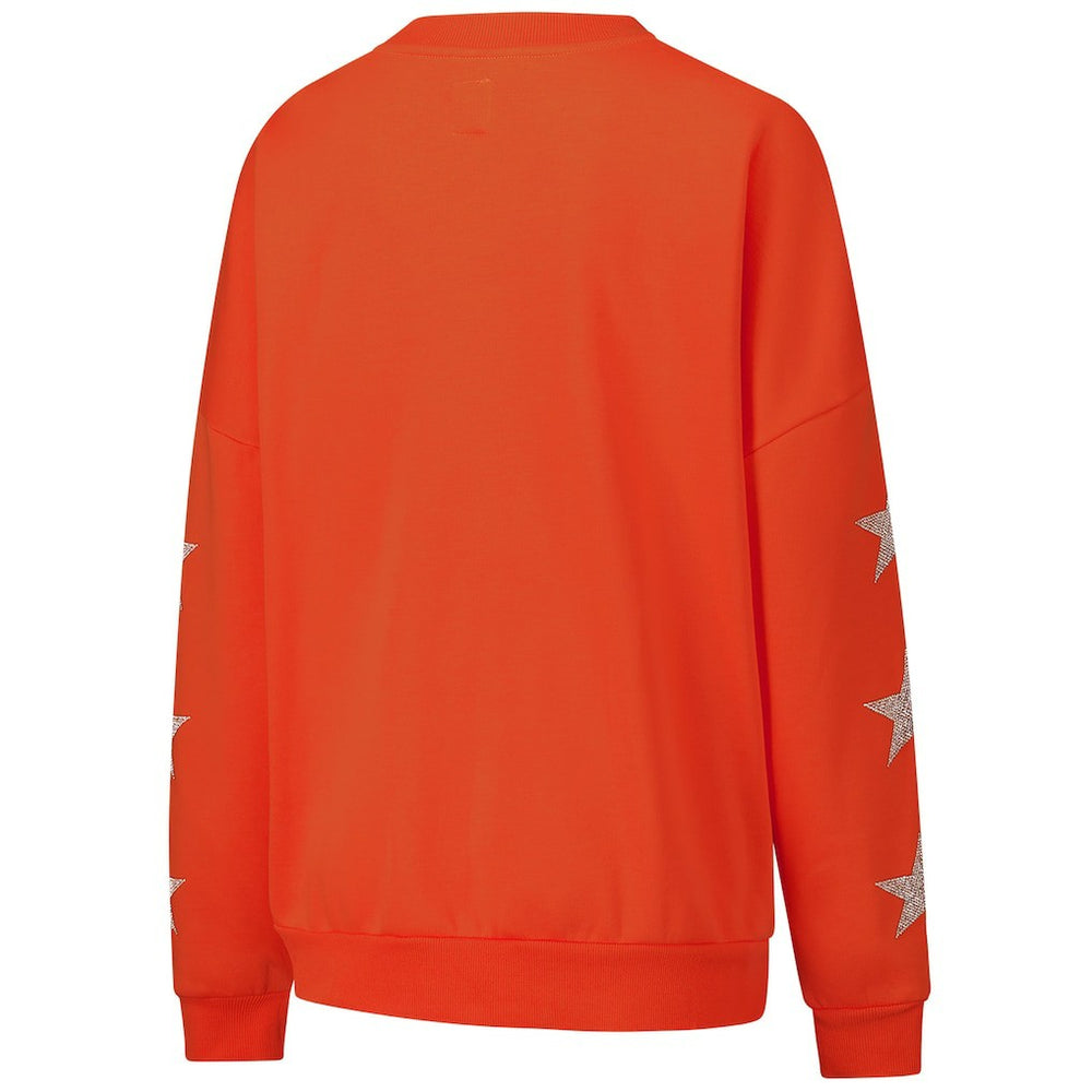 Gameday Couture Women's Rhinestone Star Sleeve Settle the Score Oversized Pullover Sweatshirt - Cincinnati Bengals