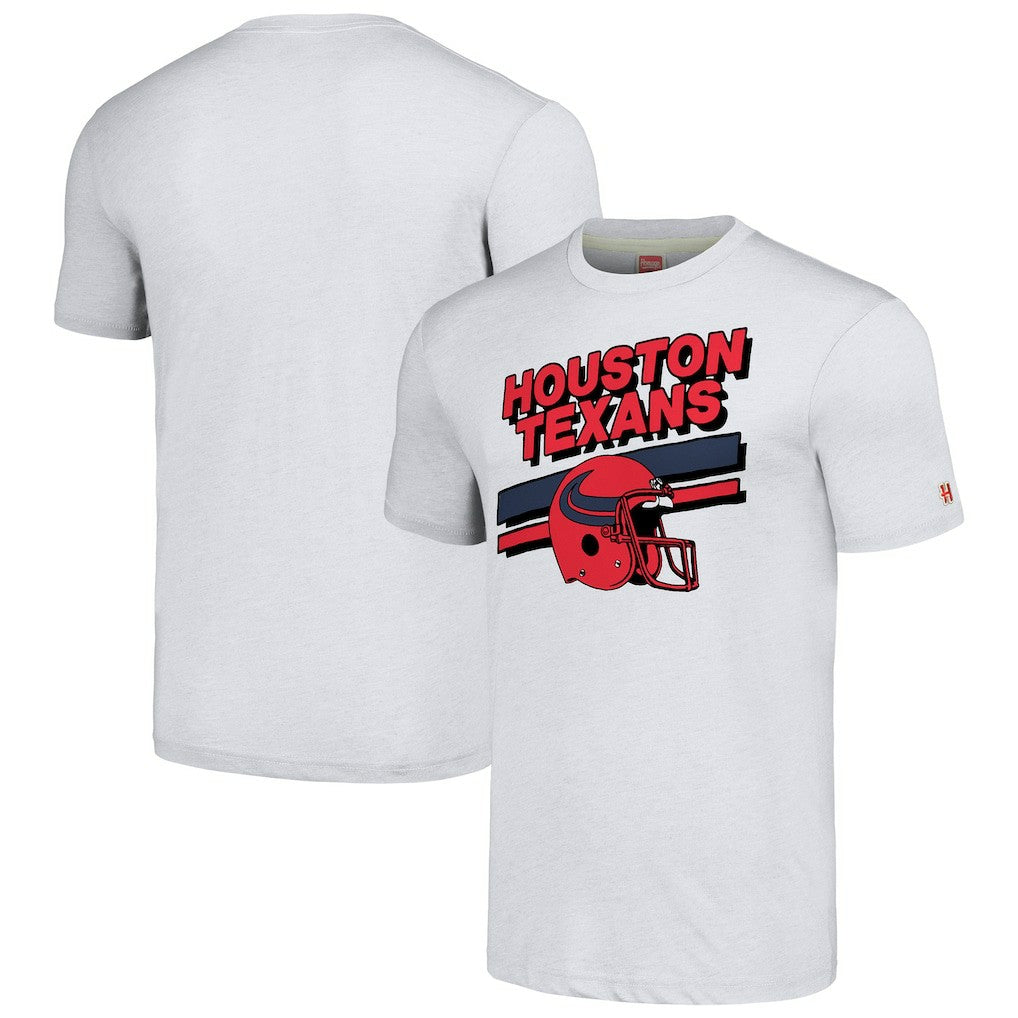 Homage Unisex Striped Tri-Blend T-Shirt - Houston Texans