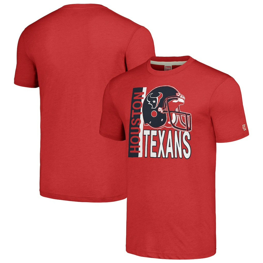 Homage Unisex Helmet Stripe Tri-Blend T-Shirt - Houston Texans