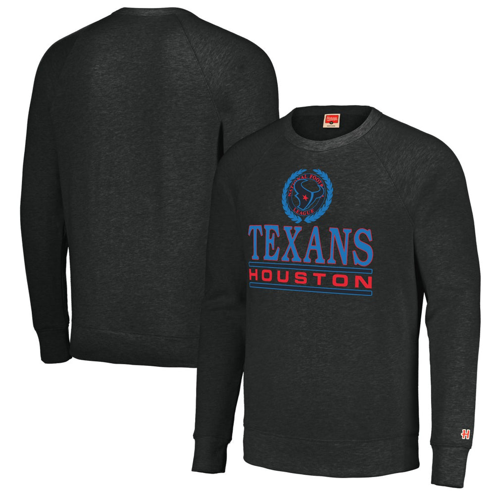 Homage Unisex Color Rush Crest Tri-Blend Pullover Sweatshirt - Houston Texans