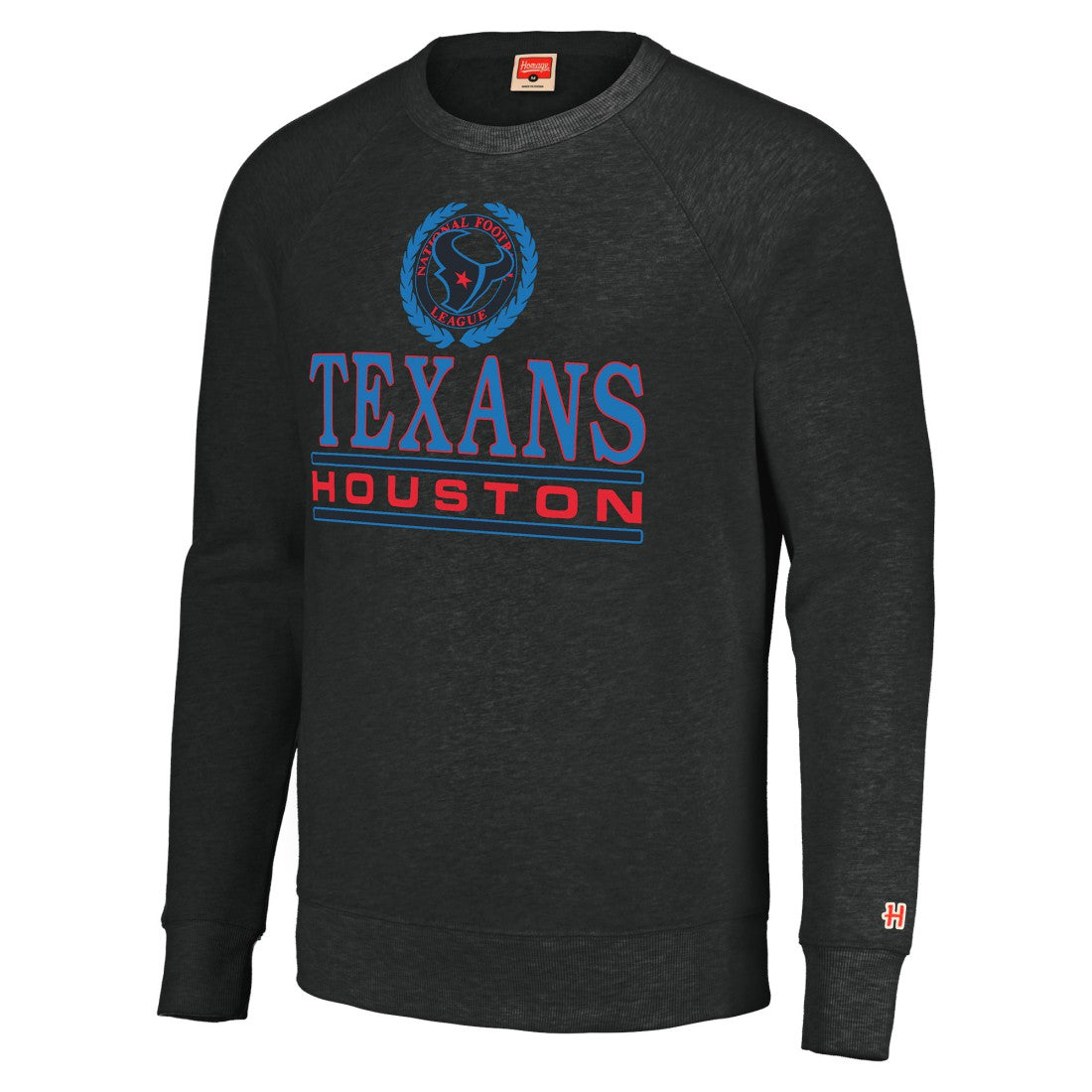 Homage Unisex Color Rush Crest Tri-Blend Pullover Sweatshirt - Houston Texans