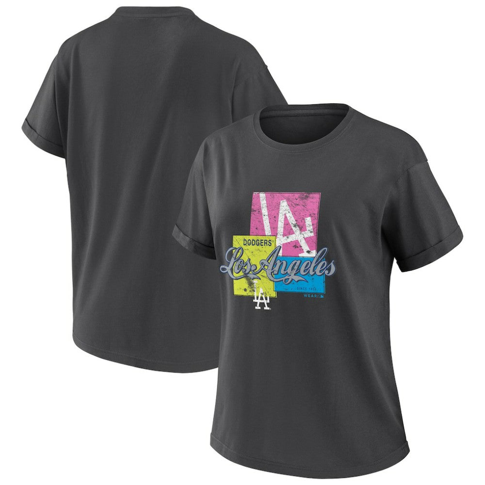 MLB Los Angeles Dodgers WEAR by Erin Andrews Women's Domestic Box Color Boyfriend T-Shirt