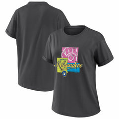 MLB Milwaukee Brewers WEAR by Erin Andrews Women's Domestic Box Color Boyfriend T-Shirt