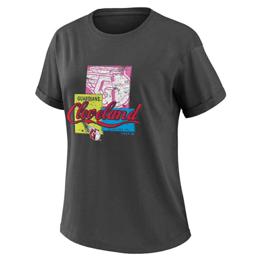 MLB Cleveland Guardians WEAR by Erin Andrews Women's Domestic Box Color Boyfriend T-Shirt