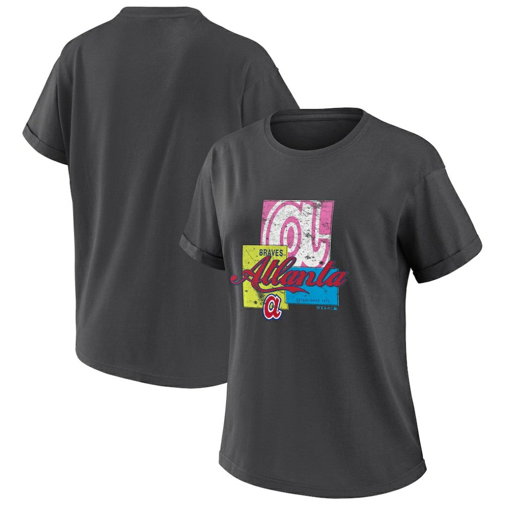 MLB Atlanta Braves WEAR by Erin Andrews Women's Domestic Box Color Boyfriend T-Shirt