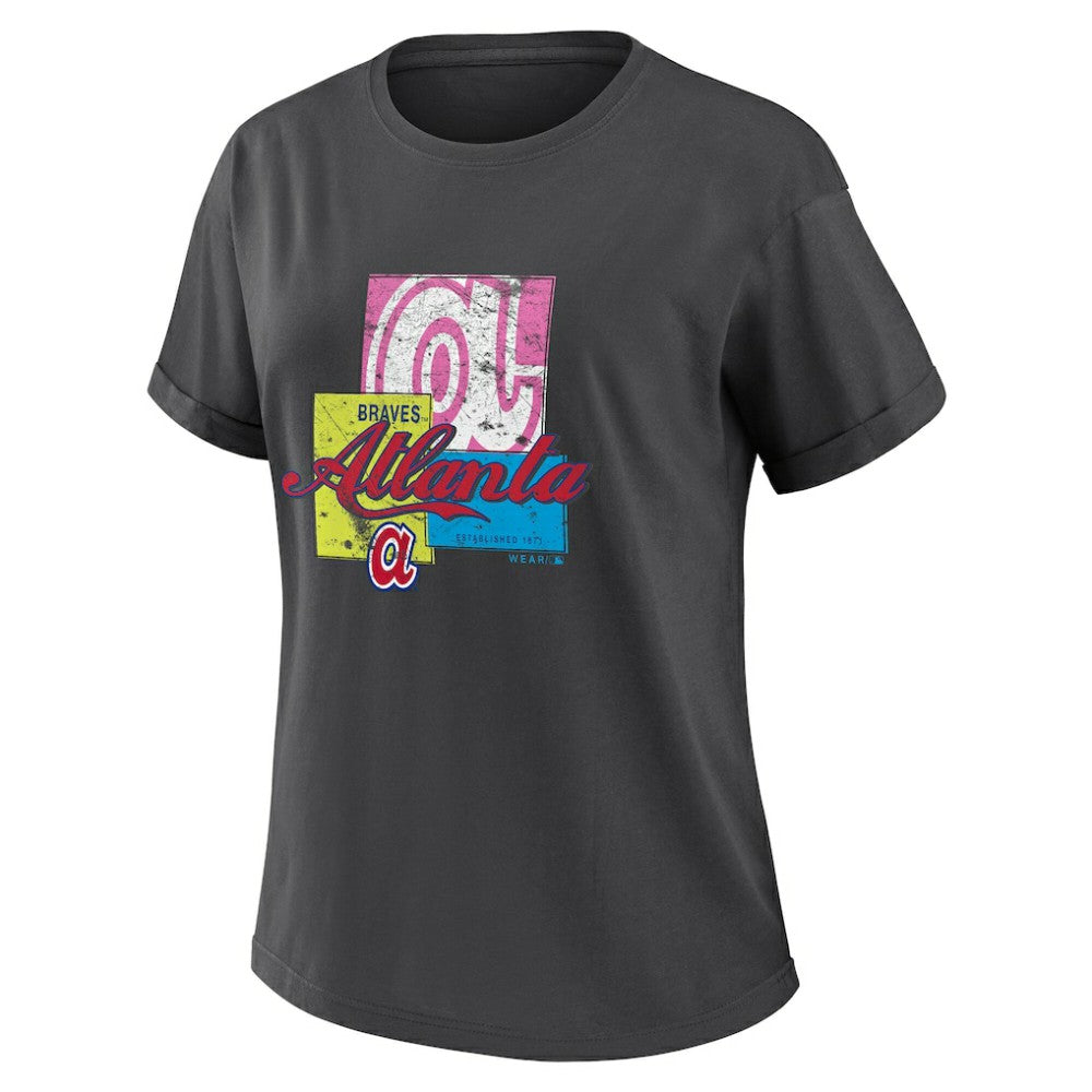MLB Atlanta Braves WEAR by Erin Andrews Women's Domestic Box Color Boyfriend T-Shirt