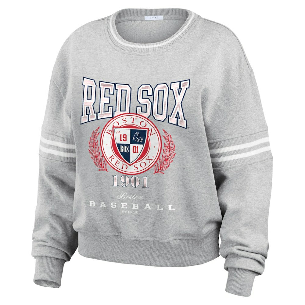 MLB Boston Red Sox WEAR by Erin Andrews Women's Domestic Crest Pullover Sweatshirt
