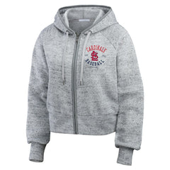 MLB St. Louis Cardinals WEAR by Erin Andrews Women's Speckled Fleece Cropped Full-Zip Hoodie