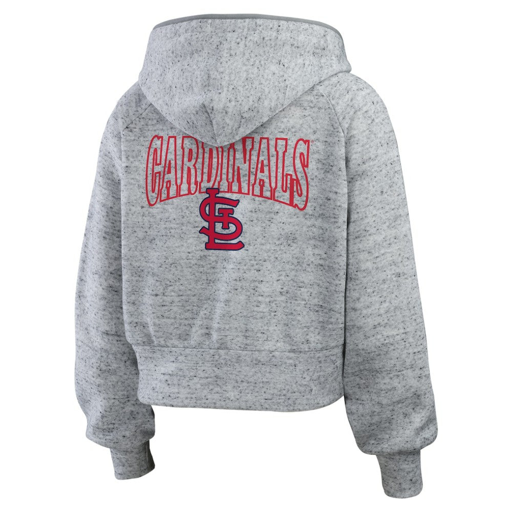 MLB St. Louis Cardinals WEAR by Erin Andrews Women's Speckled Fleece Cropped Full-Zip Hoodie