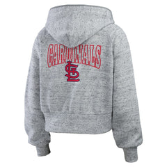 MLB St. Louis Cardinals WEAR by Erin Andrews Women's Speckled Fleece Cropped Full-Zip Hoodie