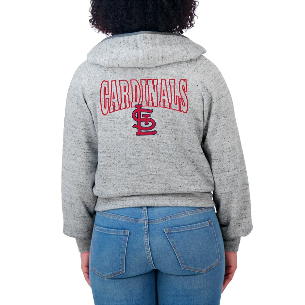 MLB St. Louis Cardinals WEAR by Erin Andrews Women's Speckled Fleece Cropped Full-Zip Hoodie