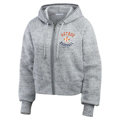 MLB Houston Astros WEAR by Erin Andrews Women's Speckled Fleece Cropped Full-Zip Hoodie