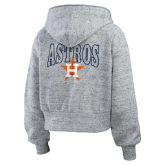 MLB Houston Astros WEAR by Erin Andrews Women's Speckled Fleece Cropped Full-Zip Hoodie