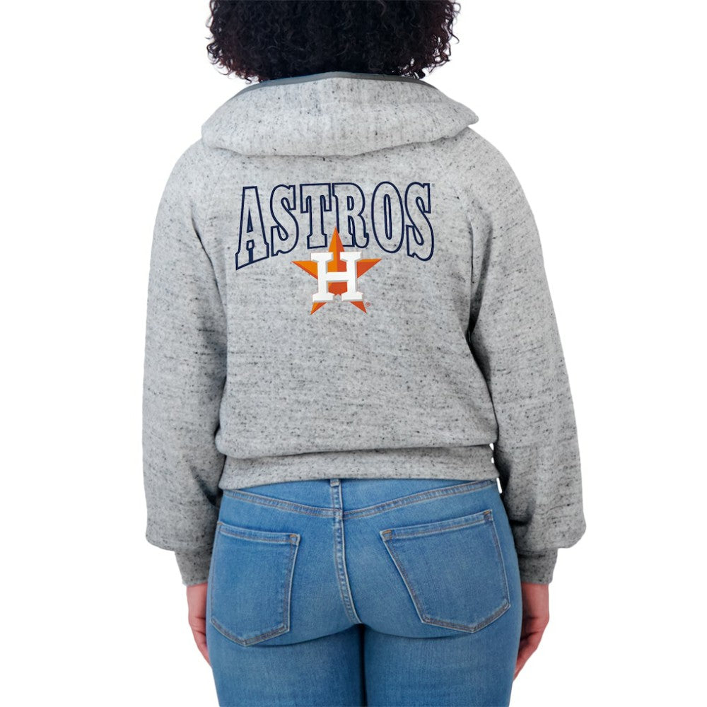 MLB Houston Astros WEAR by Erin Andrews Women's Speckled Fleece Cropped Full-Zip Hoodie