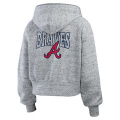 MLB Atlanta Braves WEAR by Erin Andrews Women's Speckled Fleece Cropped Full-Zip Hoodie